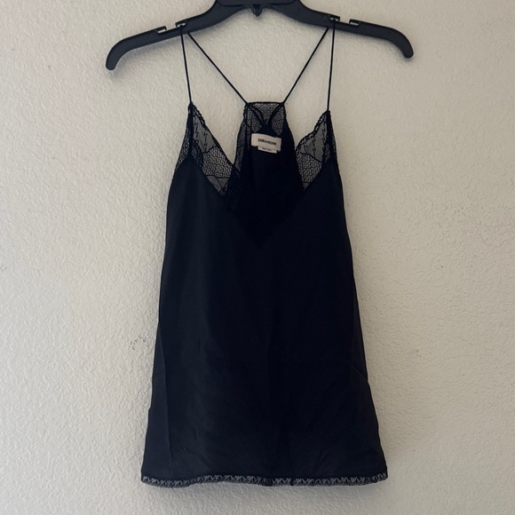 NWT Zadig & Voltaire Black Lace Trim Cami Top - Picture 1 of 4